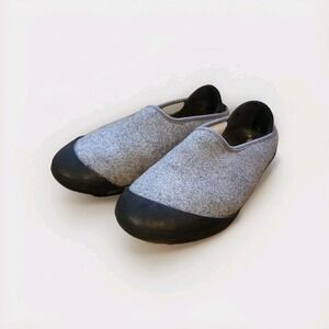 Mahabis Classic Gray Wool Sherpa Slip On Detachable Rubber Sole Slipper Sz 41